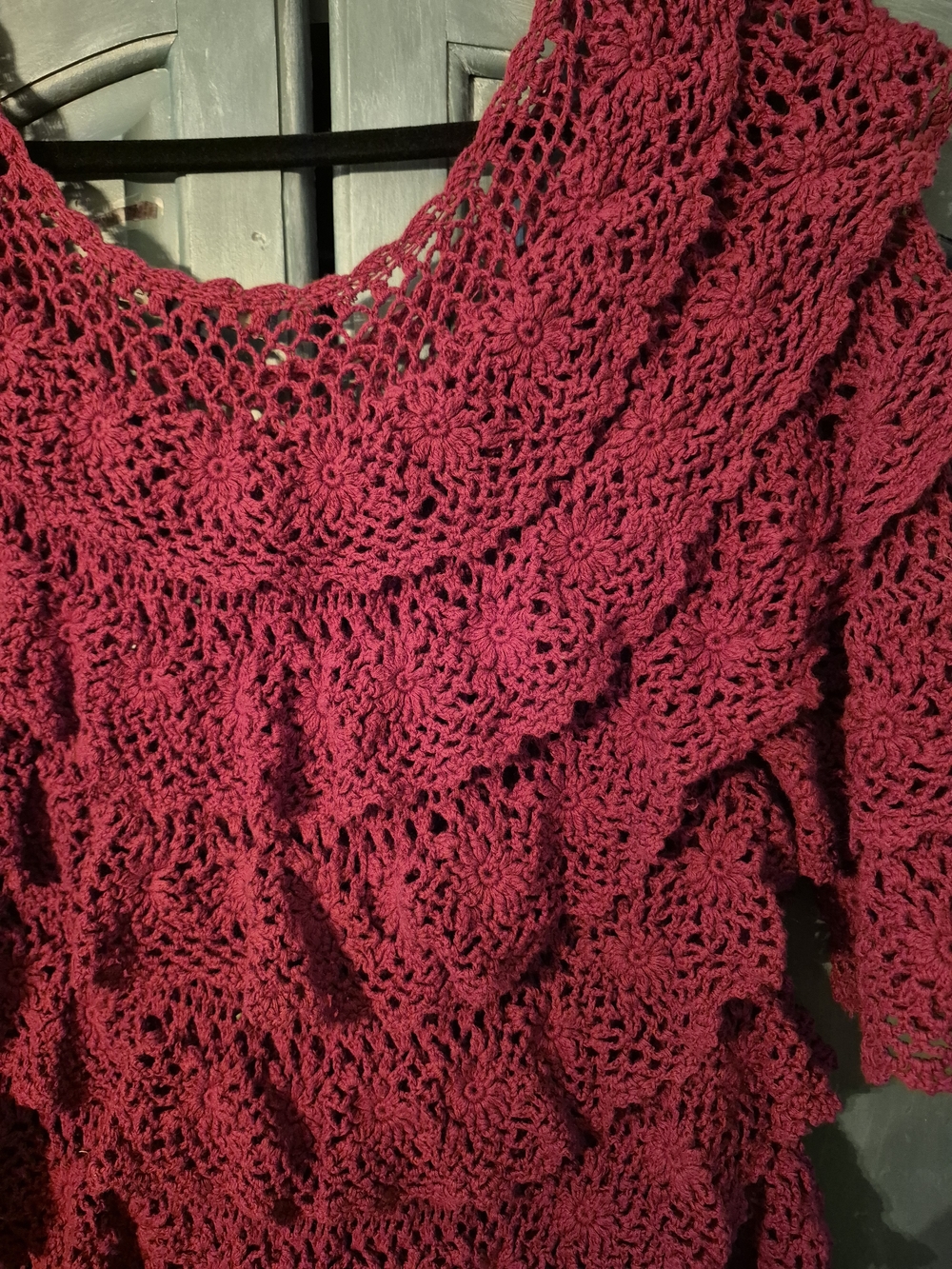 Denim 24/7 Raspberry Crochet Ruffle Tunic - Picture 4 of 12